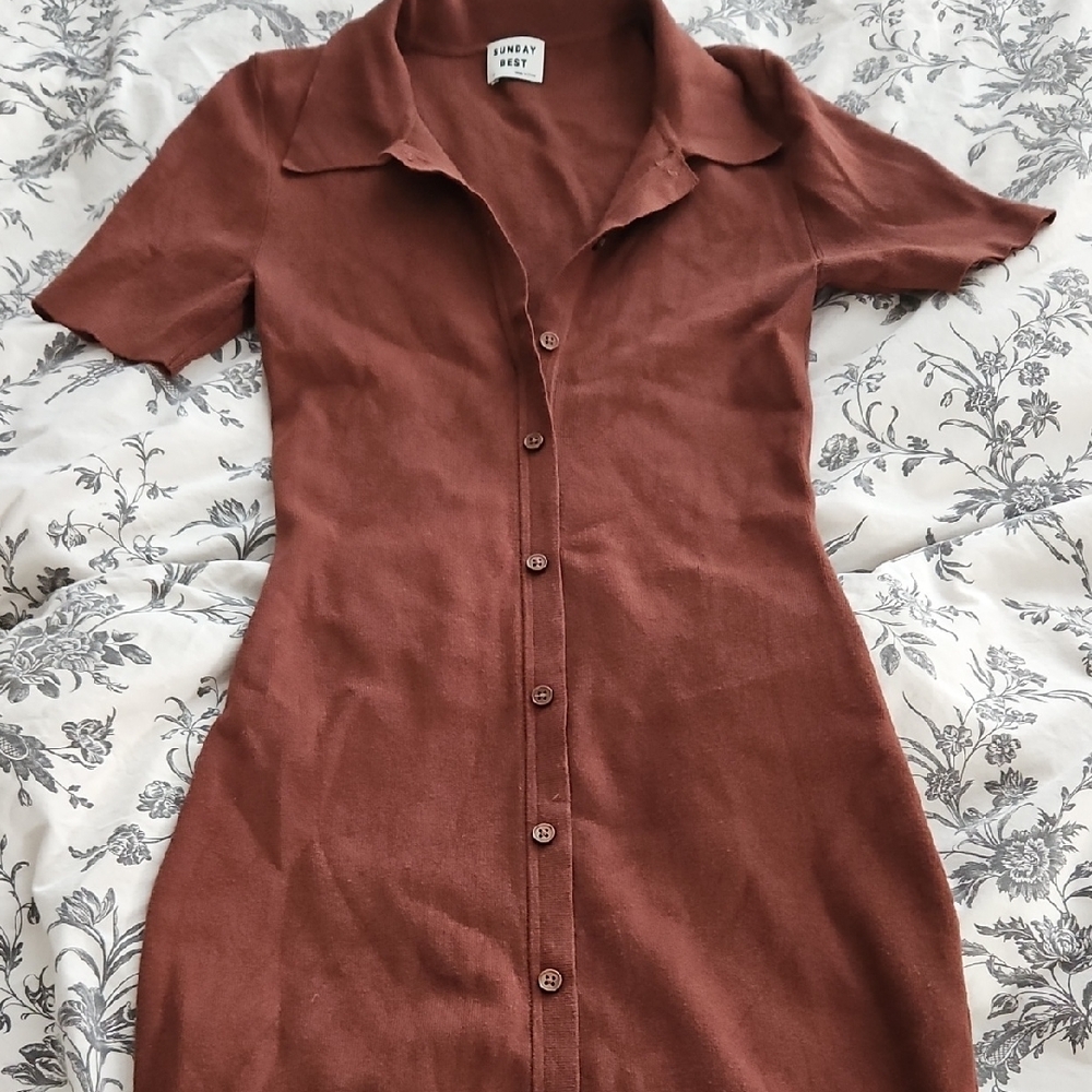 Sunday Best Rust Button-Up Mini Dress